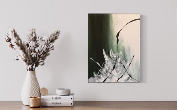 Peinture verte et blanche abstraite
