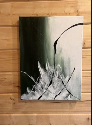 Peinture verte et blanche abstraite – Image 2