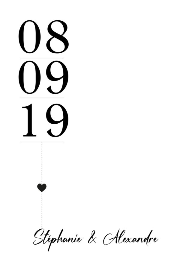 Affiche Date Mariage à personnaliser